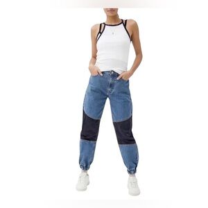 Urban Outfitters BDG Size 26 Bryon Spliced Blue Denim Jogger Jeans